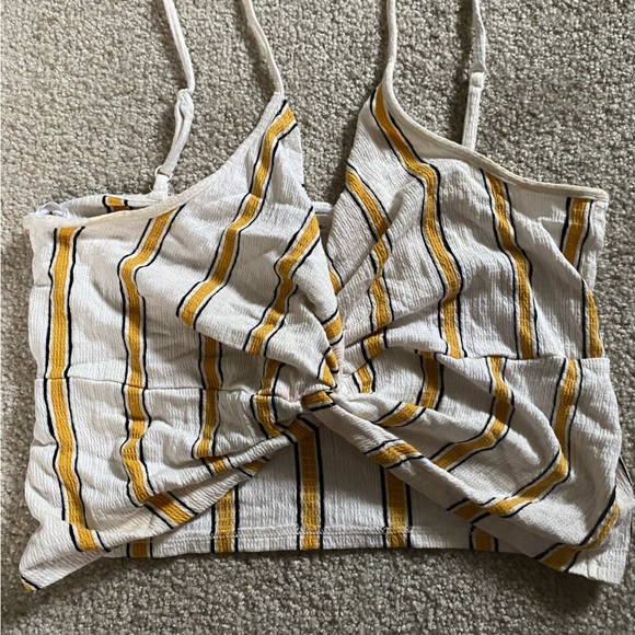Tops - White and yellow crop top